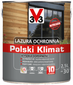 Lazura ochronna V33 Polski klimat wysoka odporność 0,75 l sosna oregońska
